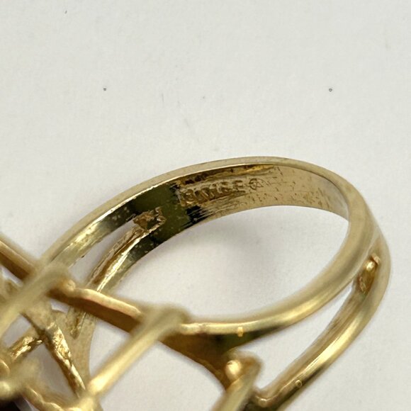 Vintage 18K HGE Red Marquise Cluster Cocktail Ring Size 6.5 - Picture 10 of 12